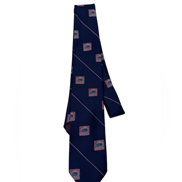 Vtg Smithsonian Institute 1918 Inverted Jenny Airmail Stamp Neck Tie - Picture 1 of 6